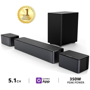ULTIMEA 5.1 Surround Sound Bar, Virtual Surround Sound System, 350W Sound bar for TV with Wireless Subwoofer and Rear Speakers, 3D Surround and Bass Adjustable, Poseindon M3T