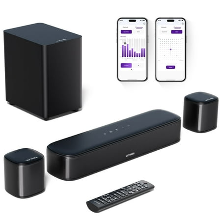 ULTIMEA 5.1ch Sound Bar for Smart TV, Virtual Surround Sound System for TV, App Control, Home Theater Sound System, TV Soundbar with Subwoofer, 2 Surround Speakers, Peak Power 250W, Opt/AUX, Aura A30