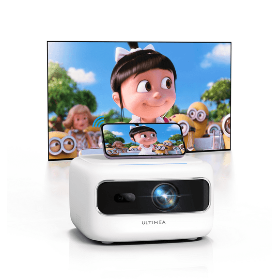 ULTIMEA Mini Projector, 300 ANSI Lumens, 5G WiFi & Bluetooth, 1080P Home Theater, Electric Focus, 150" Display, Portable Home Theater with Built-in Speakers, HDMI/USB/AV Compatible, Apollo P10