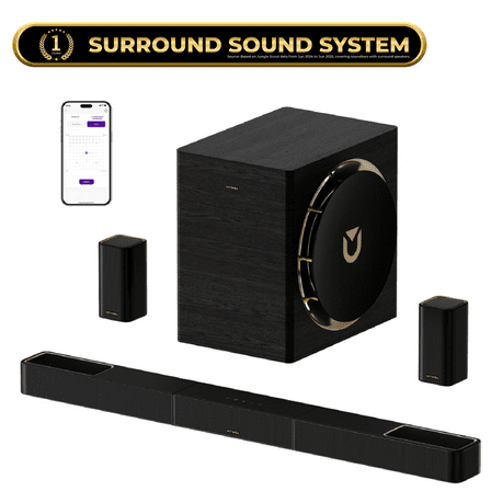 ULTIMEA 7.1.4ch Sound Bar with Dolby Atmos, Surround Sound System for TV with 2 Surround Speakers, Sound Bar for Smart TV, Soundbar with Subwoofer for Home Theater, HDMI eARC, Skywave X70