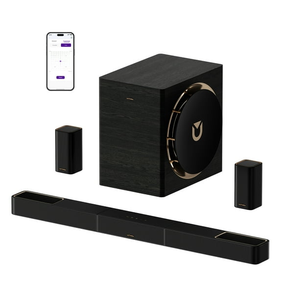 ULTIMEA 7.1.4ch Sound Bar with Dolby Atmos, Surround Sound System for TV with 2 Surround Speakers, Sound Bar for Smart TV, Soundbar with Subwoofer for Home Theater, HDMI eARC, Skywave X70
