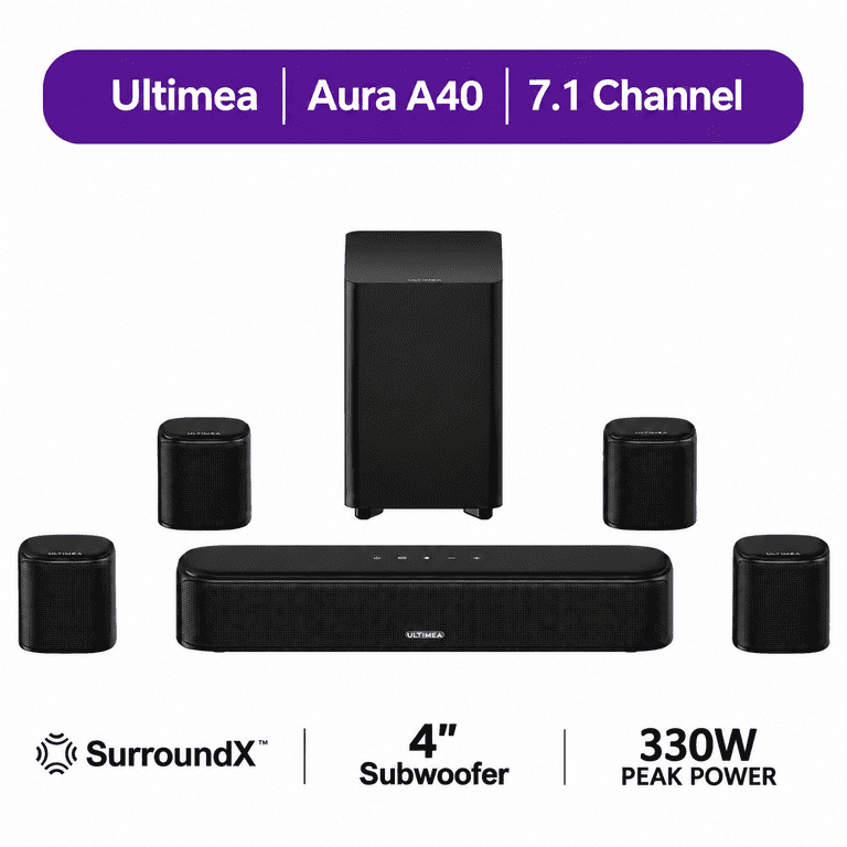ULTIMEA Aura A40 7.1サラウンドサウンド Ultimea 7.1ch Virtual Surround Soundbar, 330W Sound Bar with