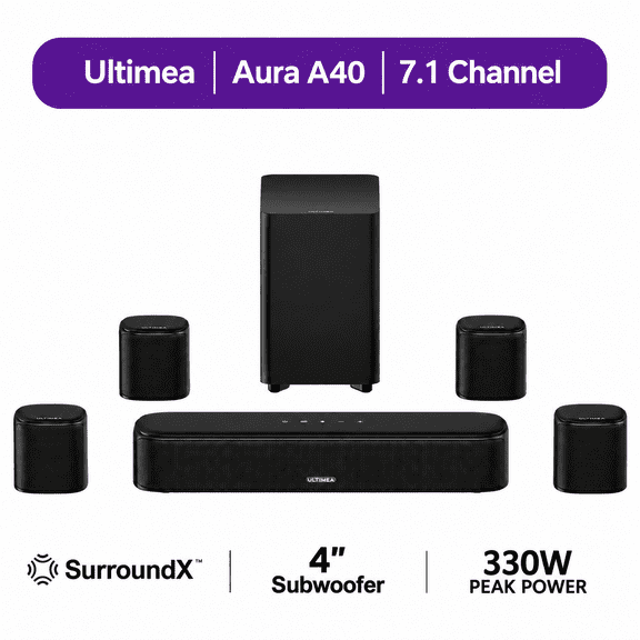 ULTIMEA 7.1ch Virtual Surround Sound Bar, Soundbar for Smart TV with Subwoofer, OPT/AUX/BT, Aura A40