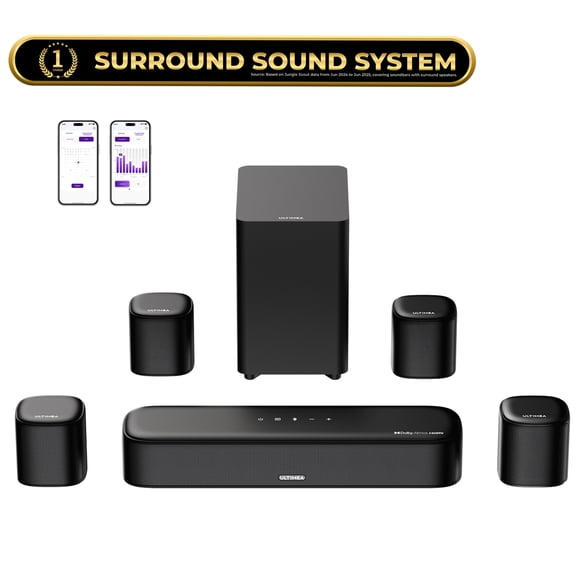 ULTIMEA 7.1ch Virtual Surround Sound Bar, Soundbar for Smart TV with Subwoofer, OPT/AUX/BT, Aura A40