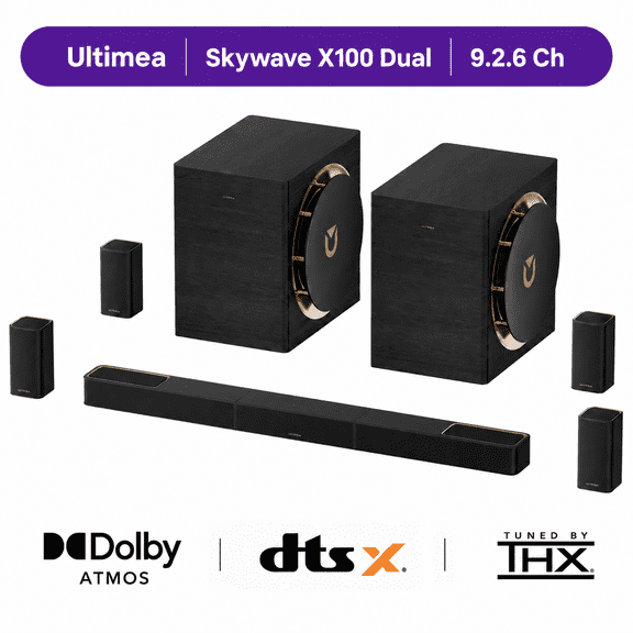 ULTIMEA 9.2.6 THX-Tuned Wireless Surround Sound System w/Dolby Atmos & DTS:X, Dual 10 Subwoofers, 18Hz Low Frequency, 2000W Peak Power, 8K Pass-Through, AVR Grade Sound Bar
