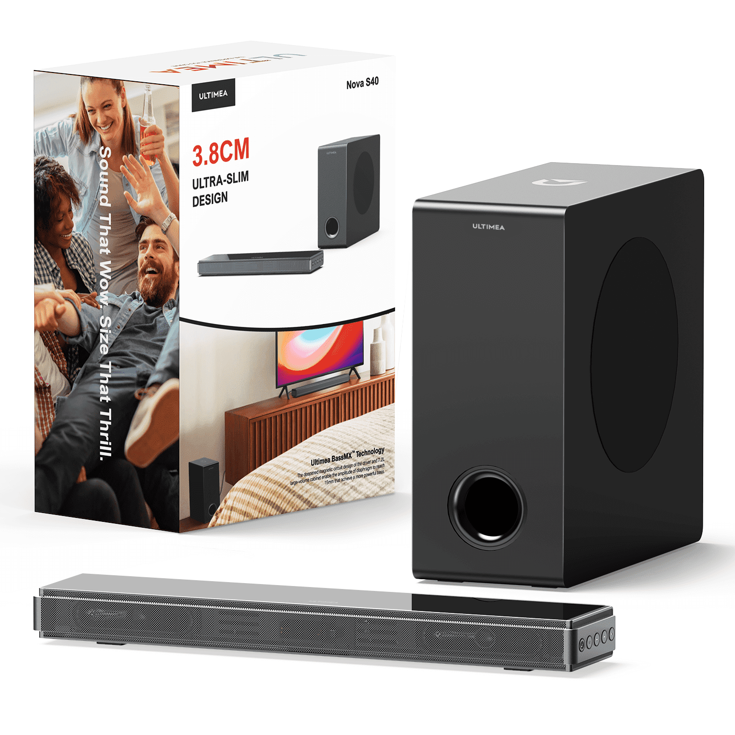 ULTIMEA UltraSlim Sound Bar with Subwoofer, 2.1 Sound bar for TV PC