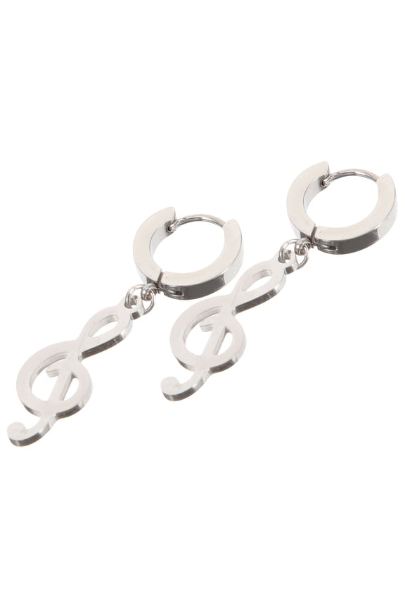 1 Pair Retro Music Symbol Print Earrings Alloy Cool Hip Hop Style for Party
