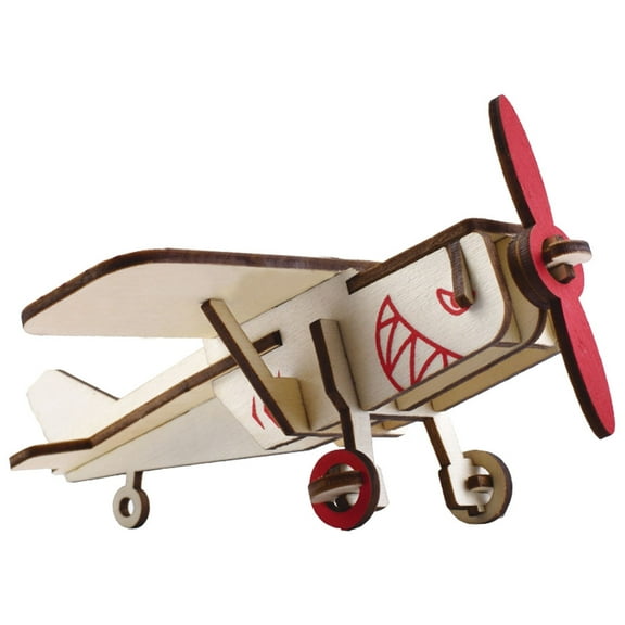 ULTNICE 1 Set Handmade Assembled Airplane Model DIY Assembly Puzzle for Desk Decor Wood