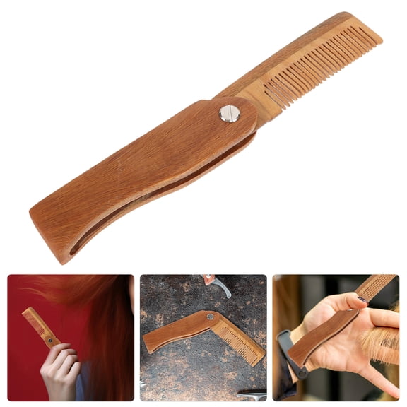 ULTNICE 1 Set Mens Beard Comb Foldable in Chocolate Wood for Gifting Daily Use
