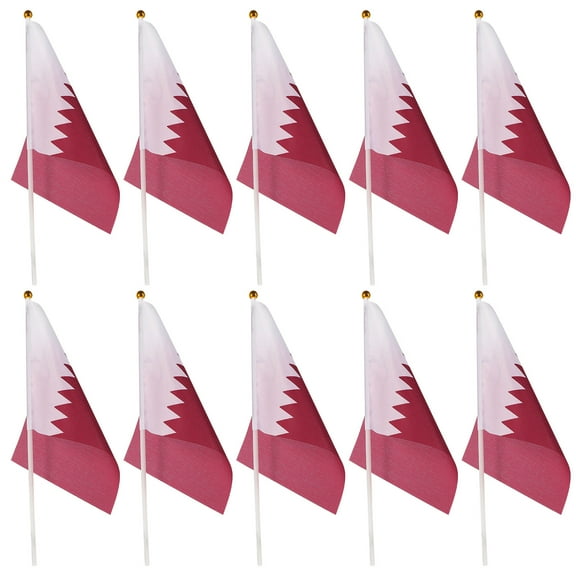 ULTNICE 20Pcs Small Qatar National Flags on Stick for Hand Waving and Sporting Event Celebrations