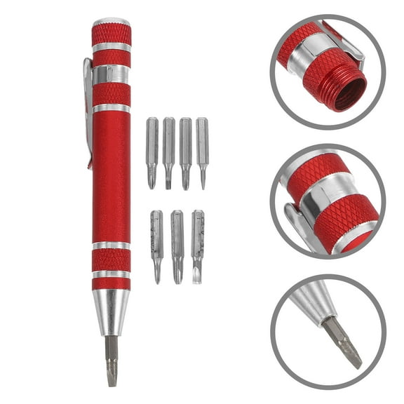 ULTNICE Eyeglasses Repair Kit 8-in-1 Screwdriver Aluminum Alloy Red 1 Set
