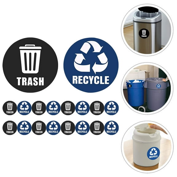 ULTNICE 1 Set Trash Can Decals PVC Assorted Color for General Users Indoor and Outdoor Settings