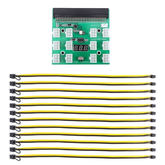 ULTNICE 1Set GPU Power Board and Mining Supply with 6Pin to 8Pin Cable for Home Use