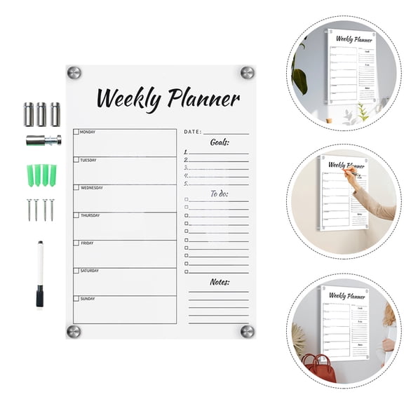 ULTNICE 1 Set of Rectangular Writing Board Weekly Plan Display Board Acrylic for Wedding