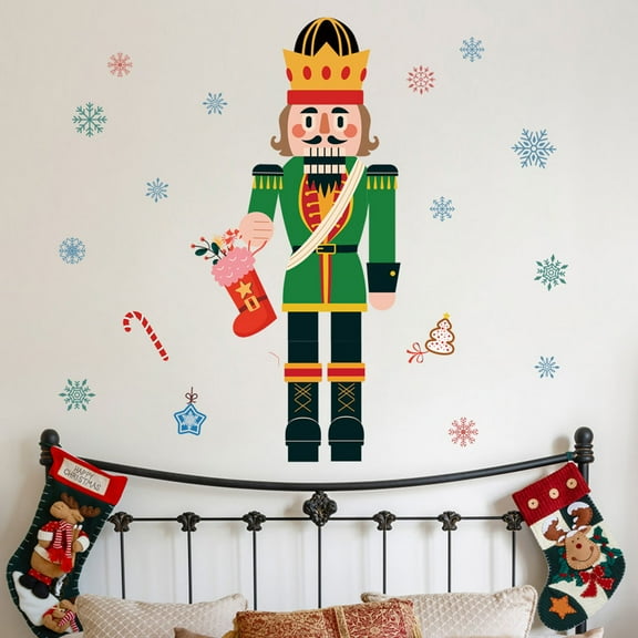 ULTNICE 1 Sheet of Christmas Window Stickers PVC Waterproof Nutcracker Decor for Friends Various Scenes