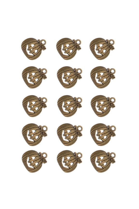 100Pack Pumpkin Pendant Alloy Coffee Spooky Charms for Jewelry