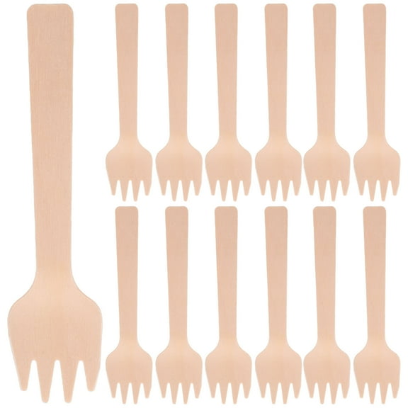 ULTNICE Non Breakable Appetizer Forks Wood For Restaurant Birthday 100Pcs 4 Inches Long