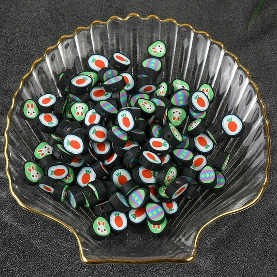 ULTNICE 100Pcs Novelty Beads Jewelry Making Supplies Assorted Color for Easter Celebration Decoration