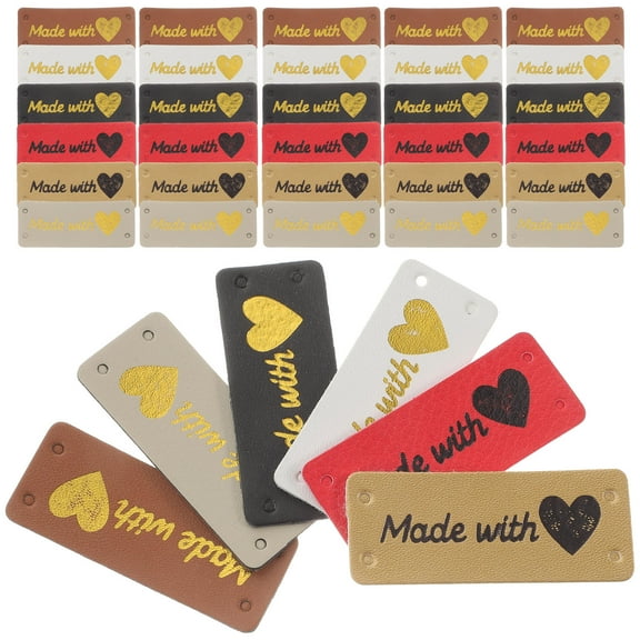 ULTNICE 100pcs Pu Leather Tags For Handmade Items Decorative Sewing Labels For Jeans Bags Hats And Craft Projects