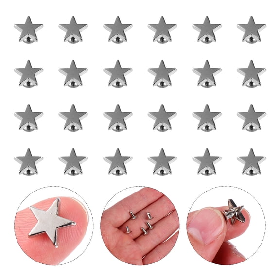 ULTNICE 100pcs Silver Star Rivets Flat Alloy Studs for Decoration 12mm Clothing Accessories