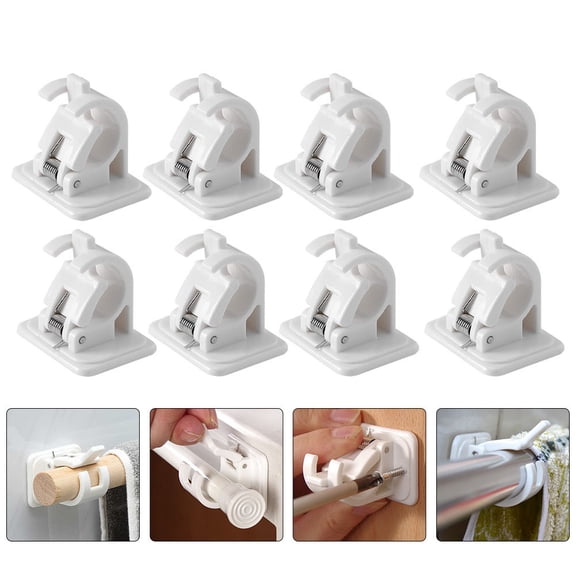 ULTNICE 10Pcs Curtain Rod Hangers ABS Curtain Rod Clip Clamping Home Decoration Homeowners