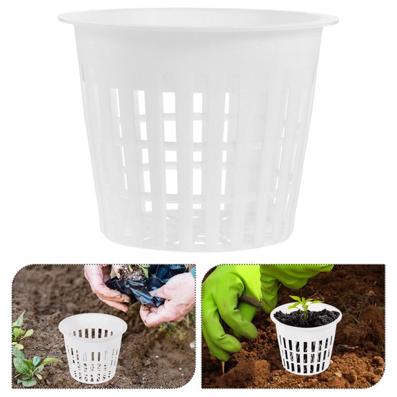 ULTNICE 10Pcs Nursery Pot For Hydroponic Systems Root Control Plastic White