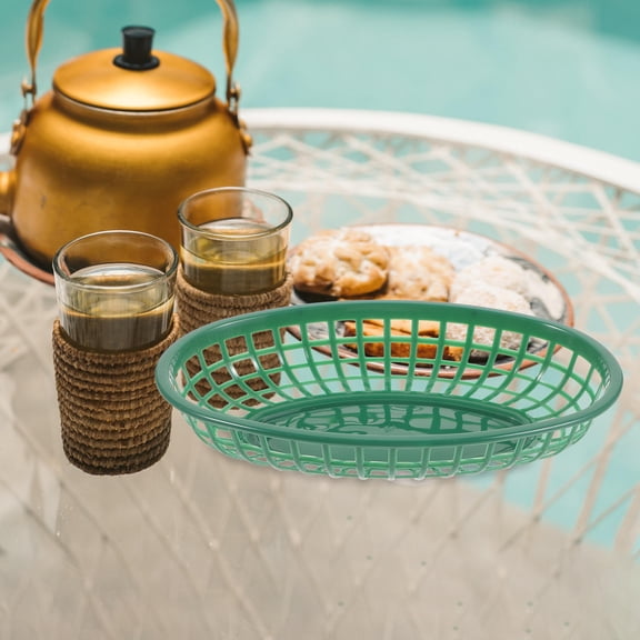 ULTNICE 10Pcs Snack Basket in Green Plastic for Birthday Party and Small Items Storage