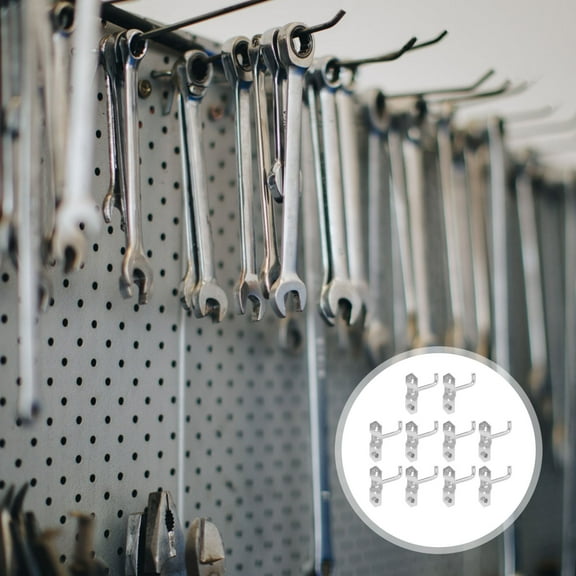 ULTNICE 10Pcs Storage Hooks Heavy Duty Silver Straight Iron for Garage and Workshop 5.5X5X2.5in