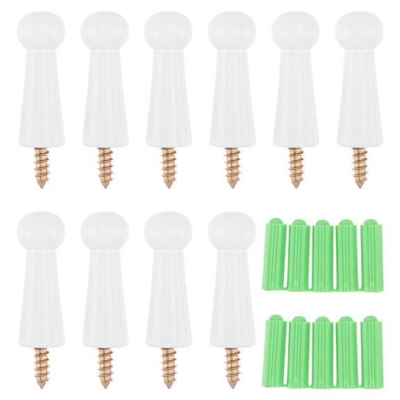 ULTNICE Coat Hangers White Plastic Wall Hooks 10Pcs 2.75X0.71X0.71in