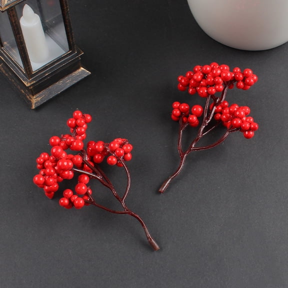 ULTNICE 10Set Small Red Berry Wreath Plastic Flower Arrangement Decoration for Christmas Events