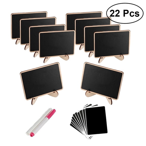 ULTNICE 10pcs Mini Wooden Chalkboards Wedding Party Sign Boards Removable Stands For Table Decorations