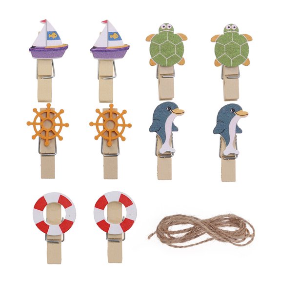 ULTNICE 10pcs Ocean Animal Cutouts Bamboo Paper Holder Assorted Color General Users Decoration