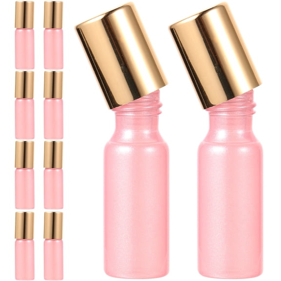 ULTNICE 10pcs Pink Glass Roller Bottles for Home Use Leak-proof and Durable with Roller Ball Design 10ml