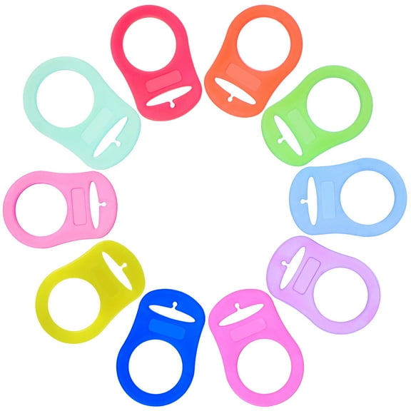 ULTNICE 10pcs Silicone Pacifier Rings Adapter Fit Pacifier Holder Low Maintenance Secure Connection Accessories
