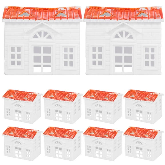 ULTNICE 10pcs Small Villa Model Adornments White Plastic Decorative Simulation Sand Table