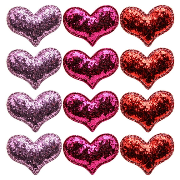 ULTNICE 12Pcs Duckbilled Hair Clips Assorted Color Glitter Heart Hair Accessories for Decor