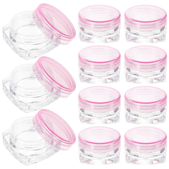 ULTNICE 12 Pcs Balm Square Bottom Cream Box Face Cream Jars Travel 2.8x2.8x1.6cm Pink