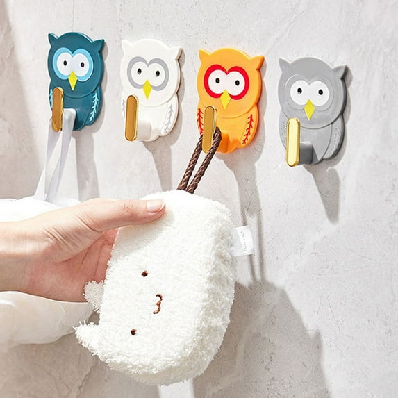 ULTNICE 12Pcs Decorative Owl Hooks Assorted Color Modern Style Wall Hanging Families Bathroom