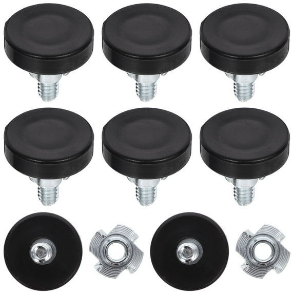 ULTNICE Carbon Steel Furniture Levelers Black 12Pack 1In