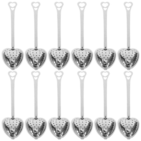 ULTNICE 12Pcs Stainless Steel Tea Strainer Heart Shape Infuser with Handle for Home Use and Loose Leaf Tea