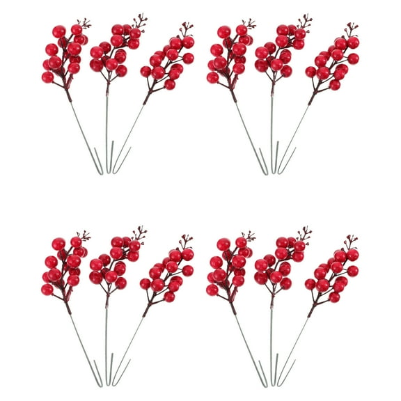 ULTNICE 12Pcs Red Artificial Berries Ornaments for Cafe Restaurant Home and Event Decoration