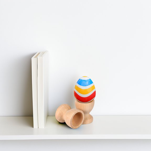 ULTNICE 15Pcs Eggs Holding Cups Wooden Khaki for Easter Day Kids Diy Projects