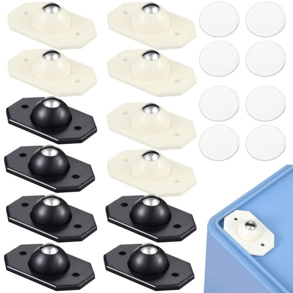 ULTNICE 16Pcs Mini Self-Adhesive Caster Wheels for Quick Moving Cabinet Black