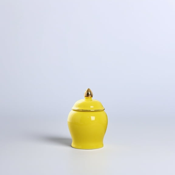 ULTNICE Ultrnice Yellow Ceramic Tea Storage Jar Simple Chic Design Sealed Lid