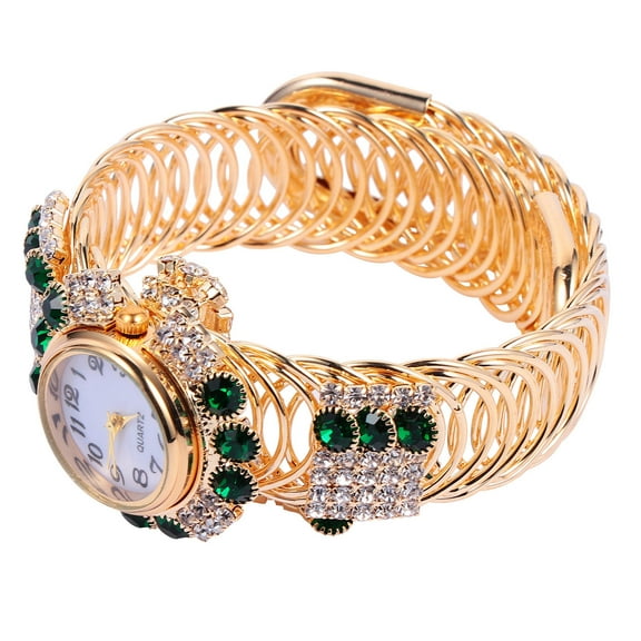 ULTNICE 1Pack Cuff Bracelet Watches Women Green Alloy for Daily Wear present