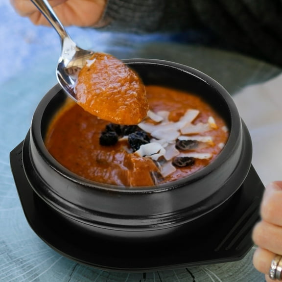 ULTNICE Korean Style Pot Ceramic Stew Pot Black 1Pc 7.1x5.9x2.8in