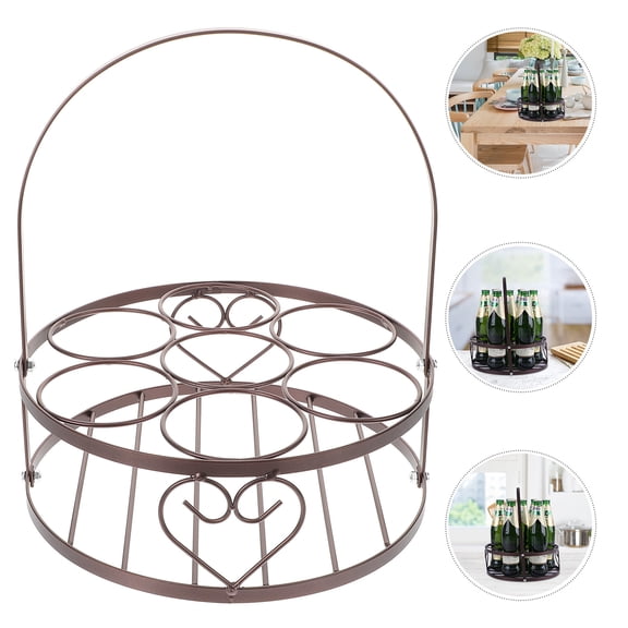 ULTNICE Metal Beer Basket Coffee Color with Handle Portable Beer Carrier for Storage and Display