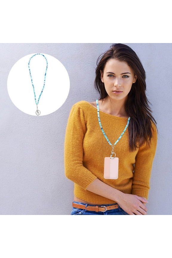 1Pcs Lanyard Keychain Women Blue Polymer Clay for Daily Use