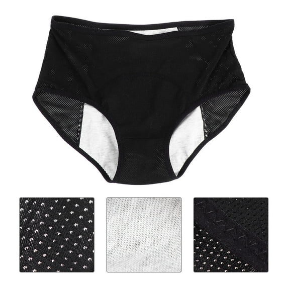 ULTNICE 1Pcs Menstrual Briefs Period Pants Black Nylon Comfortable Underwear for Women