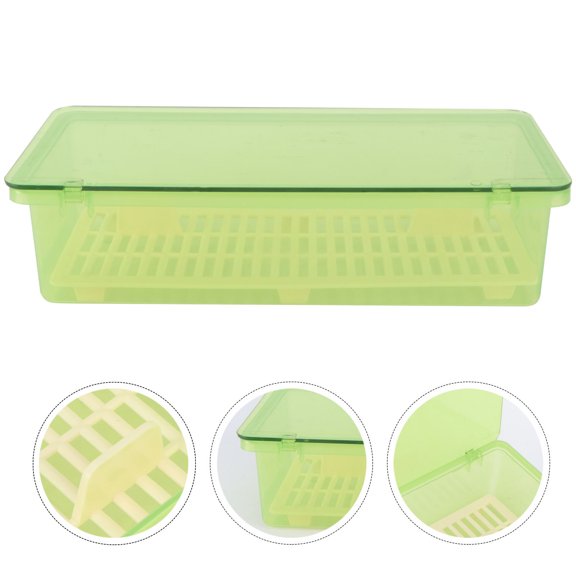 ULTNICE Tableware Storage Box Case Cutlery Storage Case Green Plastic 1Set